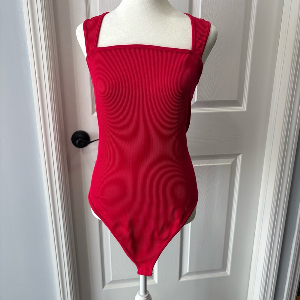 Vibrant Red Sleeveless Bodysuit